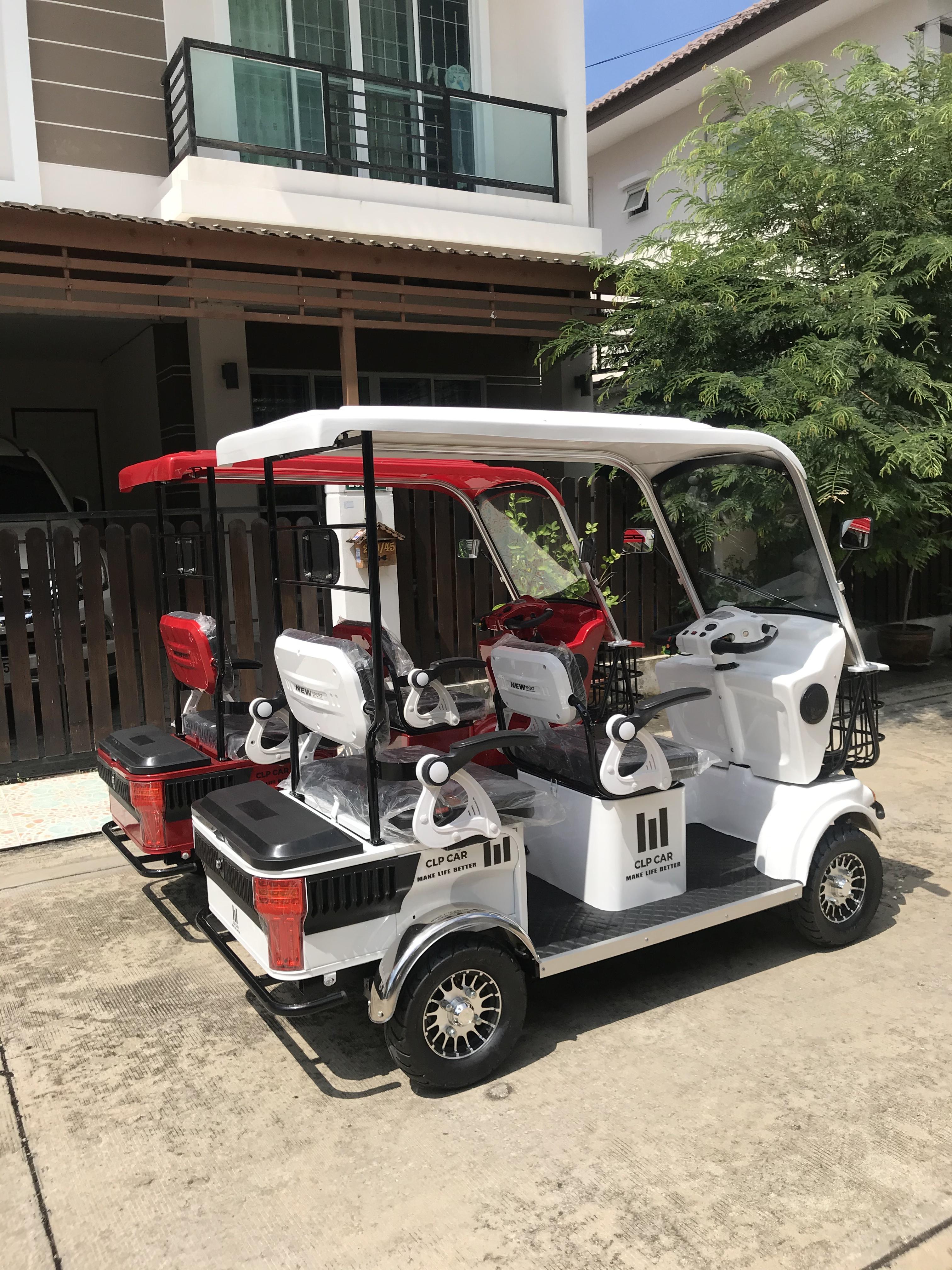 รถไฟฟ้า 4 ล้อ 3 ที่นั่ง รุ่น M-01 ยี่ห้อ CLP CAR สีขาว ขับแฮนด์บิด