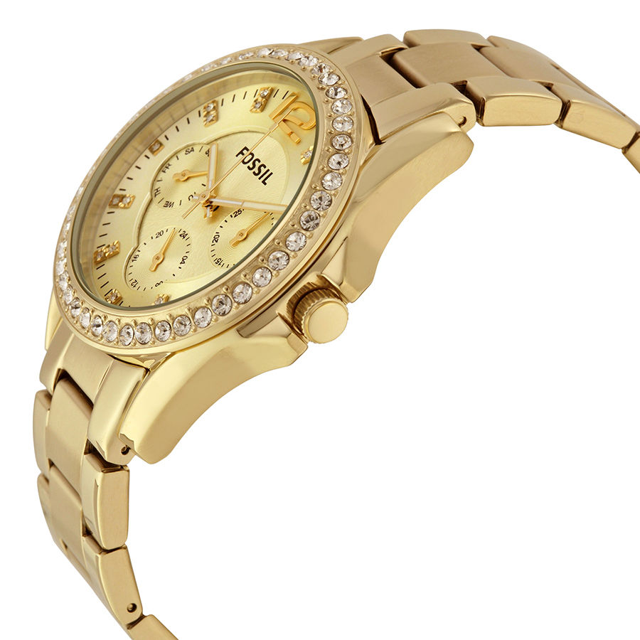 Fossil ES3203 นาฬิกาผู้หญิง Fossil รุ่น ES3203, Riley Multi-Function Gold tone Women's Watch