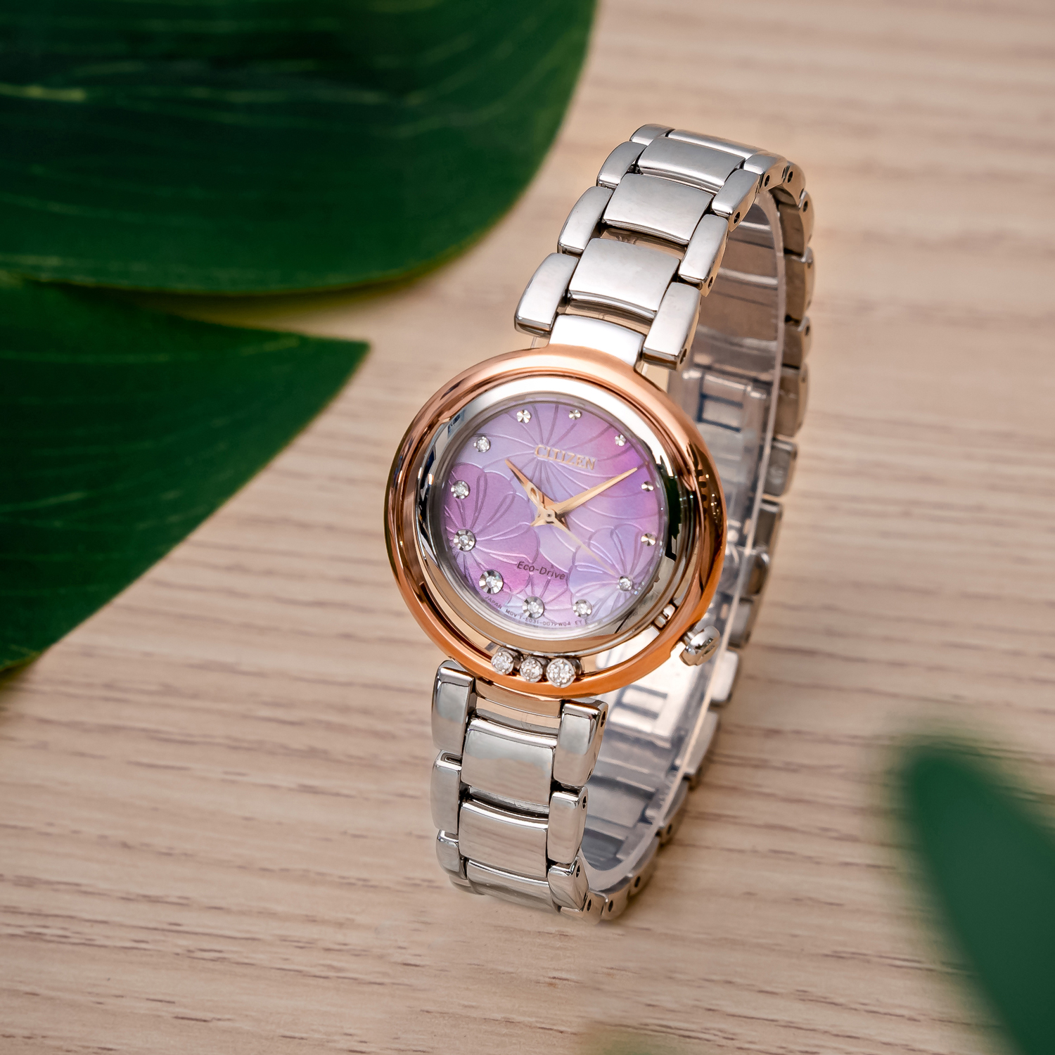 Citizen EM1114-80Y นาฬิกาผู้หญิง Eco-Drive Diamond: 10 Pcs Women's Watch