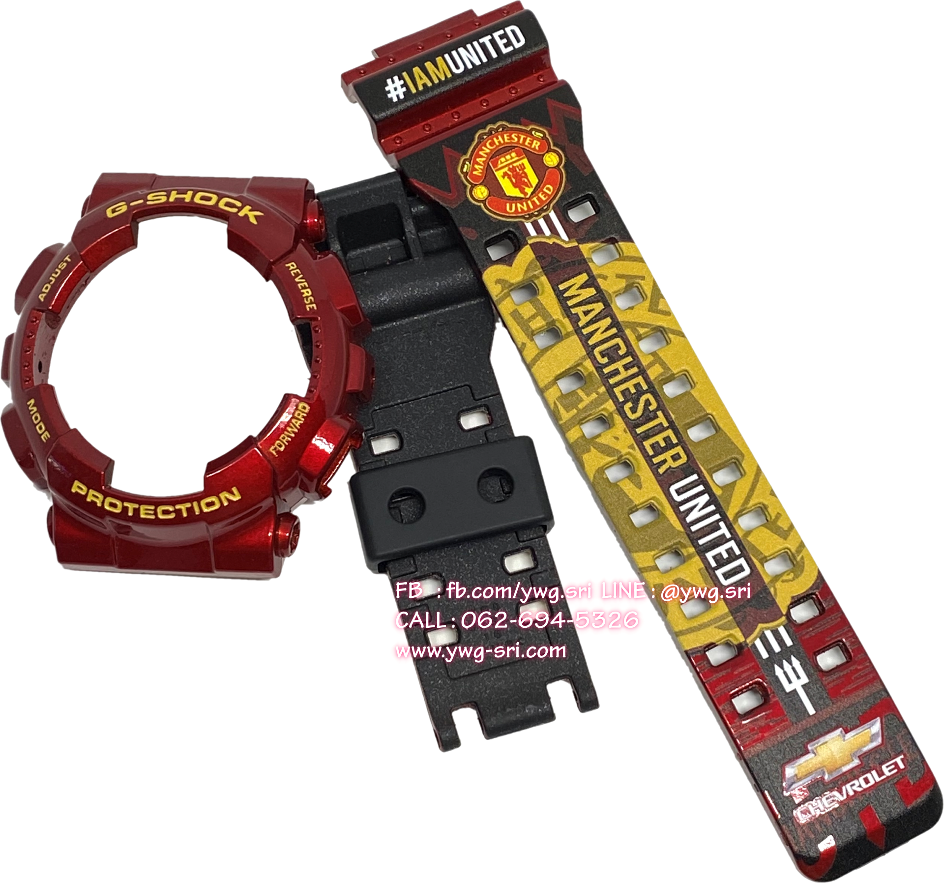 กรอบสาย G-SHOCK สีแดง สกรีนลาย Man United ใส่ได้กับรุ่น GA-100 ,GA-110 ,GA-120 ,GA-140 ,GAX-100 ,GD-100 ,GD-120