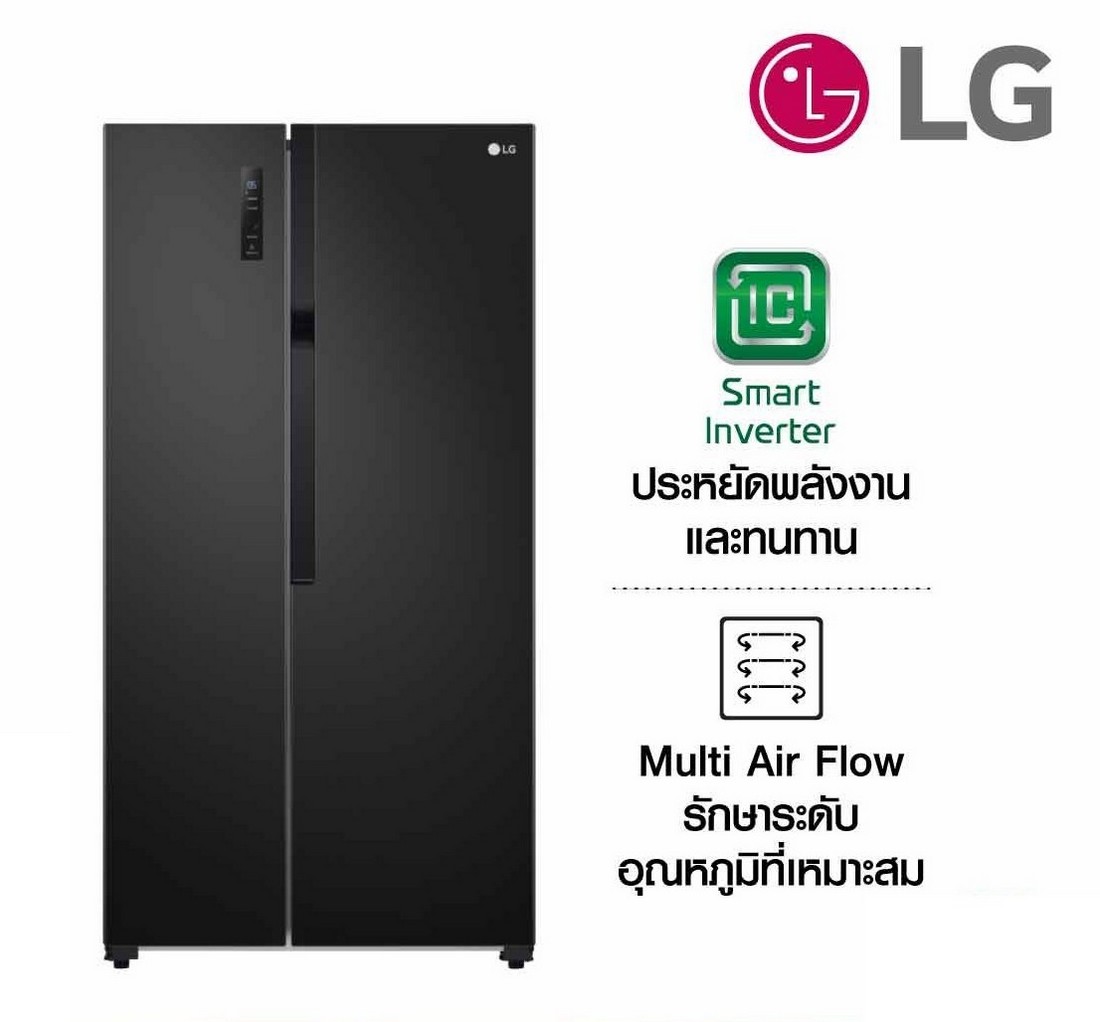 [ผ่อน0%] LG ตู้เย็น Side by Side 18.3 คิว Inverter (สี Black) GC-B187JBAM.AHBPLMT (ชลบุรีส่งฟรี)
