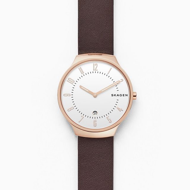 Skagen SKW6458 นาฬิกาผู้ชาย Grenen Dark Brown Leather Men's Watch