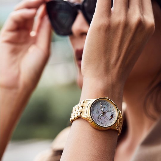 Citizen FD0002-57D นาฬิกาผู้หญิง Eco-Drive Calendrier Moon Phase Women's Watch