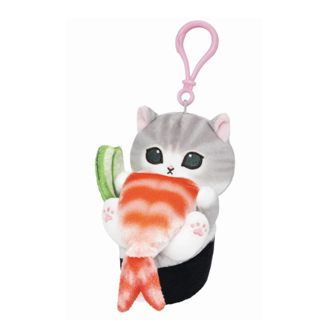 [PRE-ORDER] พวงกุญแจ ตุ๊กตา แมวโมฟุ ซูชิ หน้ากุ้ง Mofusand Sushi Shrimp Cat Mascot mofusand お寿司になっちゃったにゃんマスコット(えび)