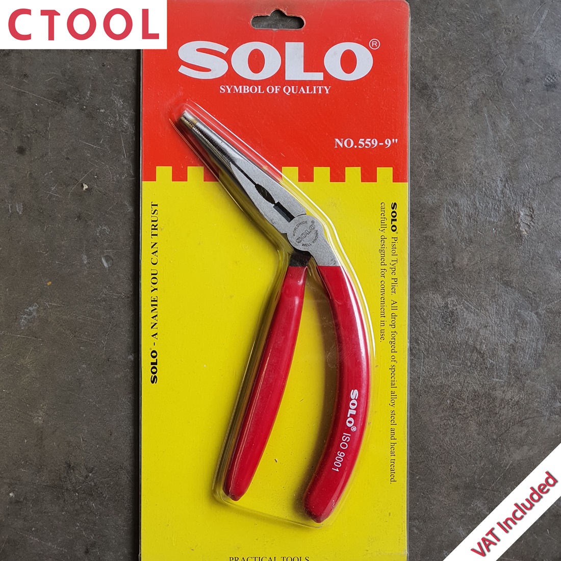 (สินค้าหมด)คีมปากแหลม คอโค้ง 559-9 Solo ของแท้ - Authentic Pistol Type Pliers - ซีทูล Ctool