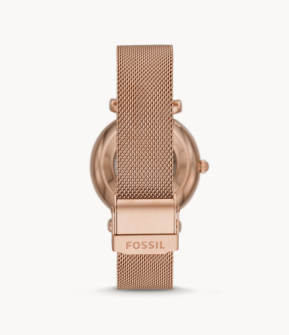 Fossil ME3175 นาฬิกาผู้หญิง Carlie Automatic Rose Gold-Tone Stainless Steel Women's Watch