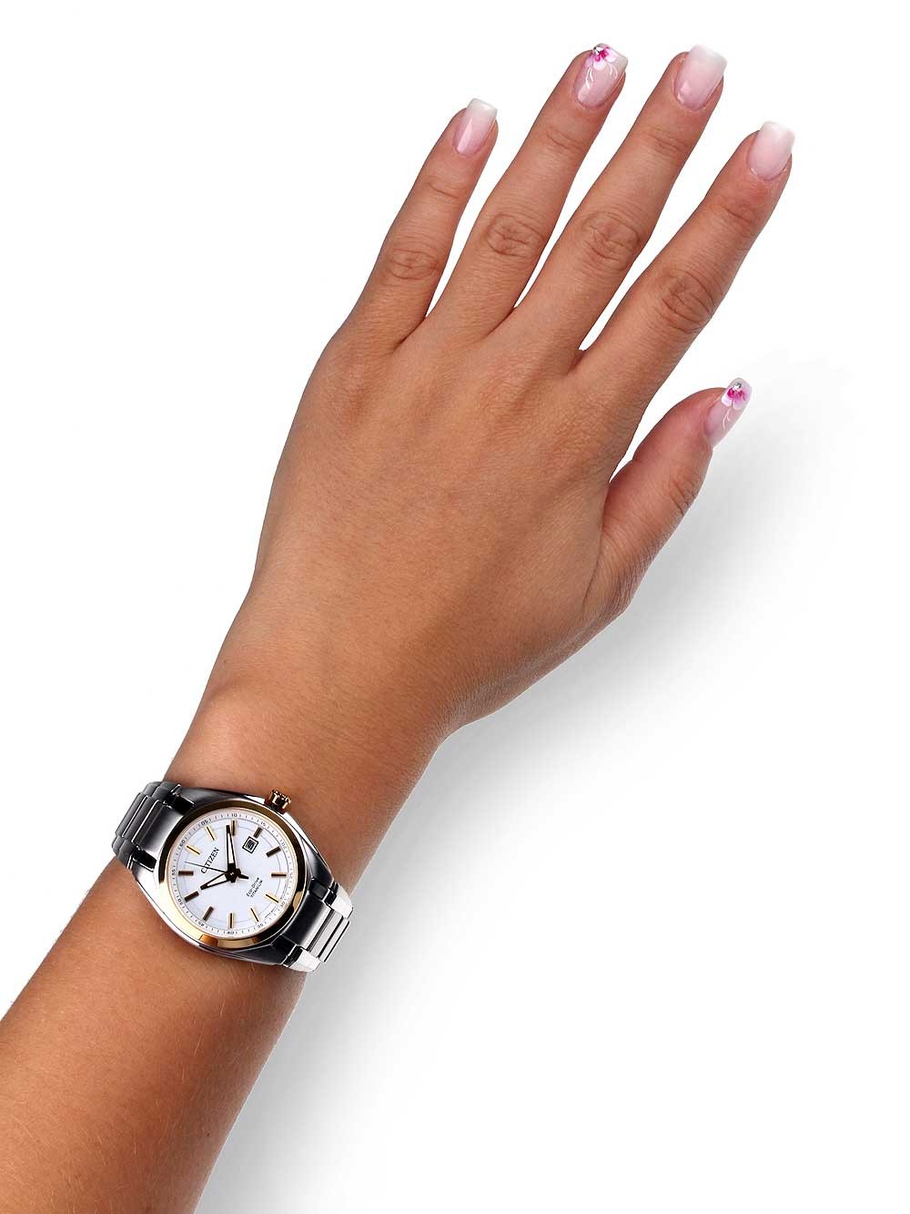 Citizen EW2214-52A นาฬิกาข้อมือผู้หญิง Eco-Drive Super Titanium Sapphire Women's Watch