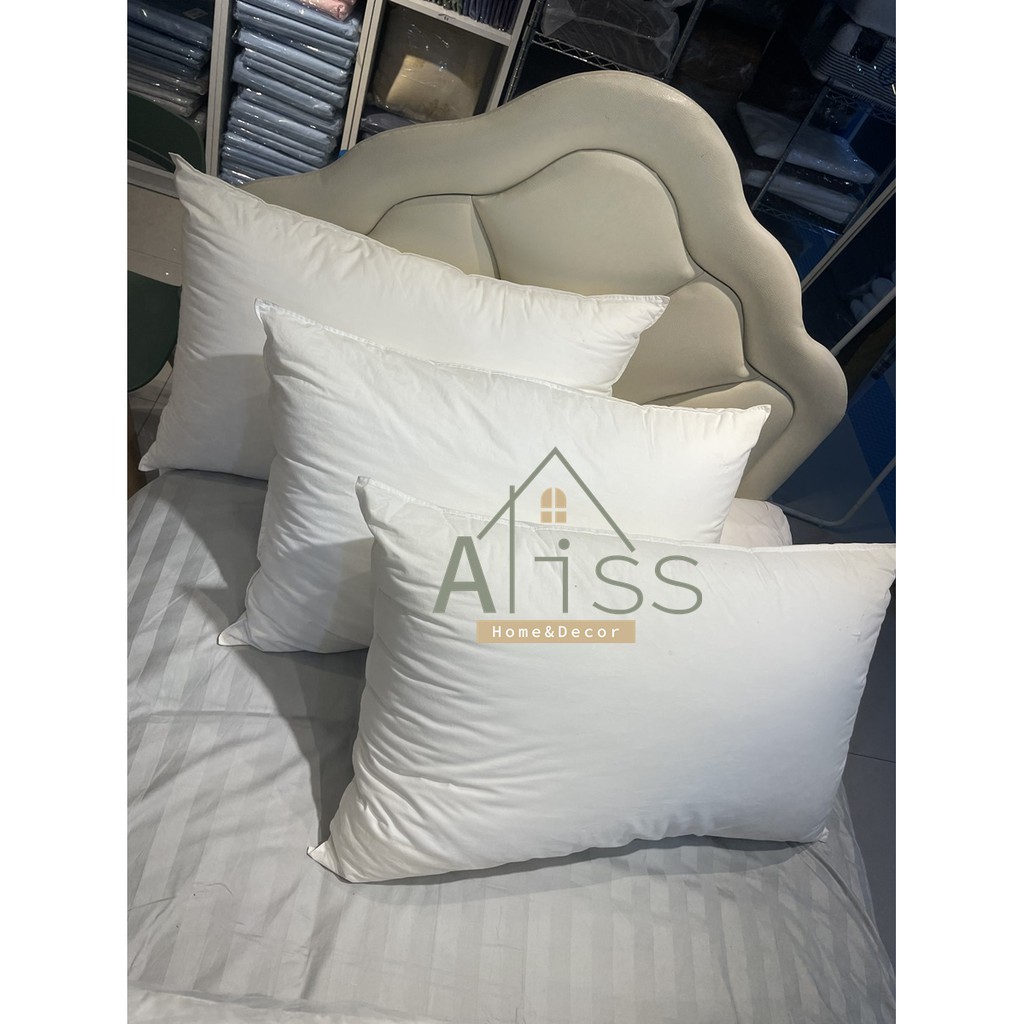 หมอนขนห่านเทียม โรงแรม 5 ดาว จากโรงงาน หมอนหนุนเส้นใยไมโครไฟเบอร์ รุ่นมาตรฐาน 1,000 กรัม ขนาด 19”x29” สีขาว