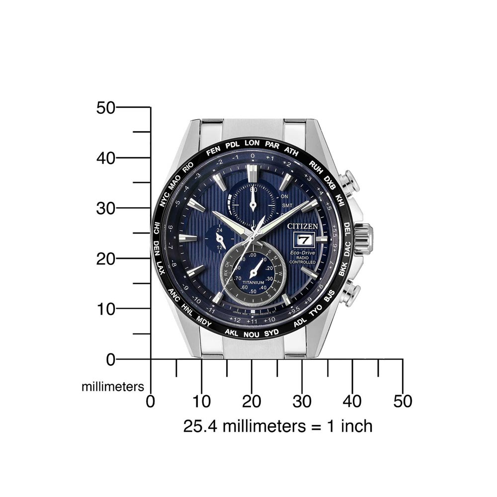 Citizen AT8154-82L นาฬิกาผู้ชาย Eco-Drive Radio Controlled AT Chronograph Sapphire Titanium Men's Watch