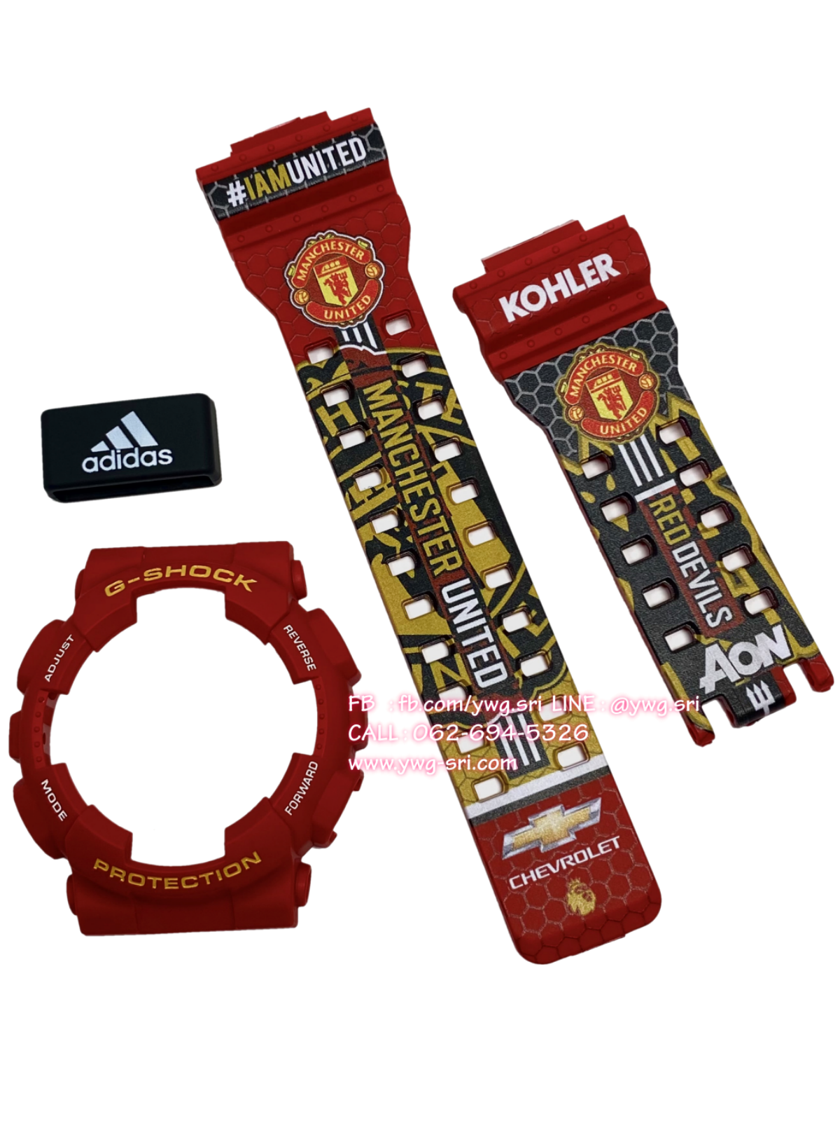 กรอบสาย G-SHOCK แท้✅ สีแดงด้าน สกรีนลาย Man United ใส่ได้กับรุ่น GA-100 ,GA-110 ,GA-120 ,GA-140 ,GAX-100 ,GD-100 ,GD-120