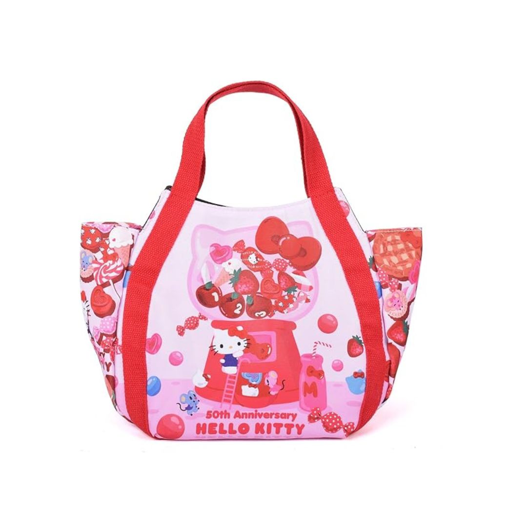 [PRE-ORDER] กระเป๋า คิตตี้ ครบรอบ 50 ปี กระเป๋าผ้า สีชมพู ลายลูกกวาด Hello Kitty Mini Tote Bag Sanrio Japan