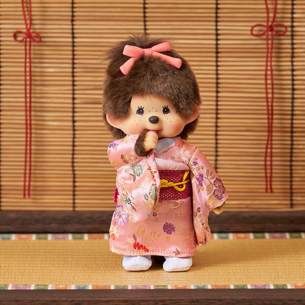 [PRE-ORDER] ตุ๊กตา ม่อนชิชิ กิโมโน สีชมพู Size S ม่อนชิชิจัง Monchhichi 14 x 8 x 21 cm นำเข้าจากญี่ปุ่น オリジナル お着物モンチッチ 女の子（ピンク） IPM-17-Z