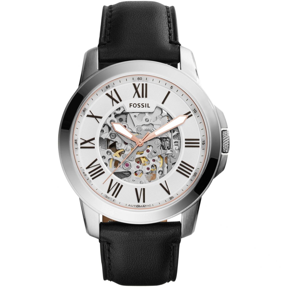 Fossil ME3101 นาฬิกาผู้ชาย Fossil รุ่น ME3101, Grant Automatic Silver Skeleton Dial Men's Watch