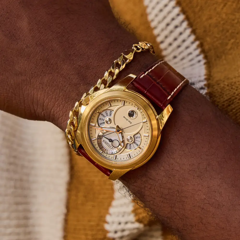 Citizen BU0082-06P นาฬิกาผู้ชาย Calendrier Moonphase Eco-Drive Men's Watch