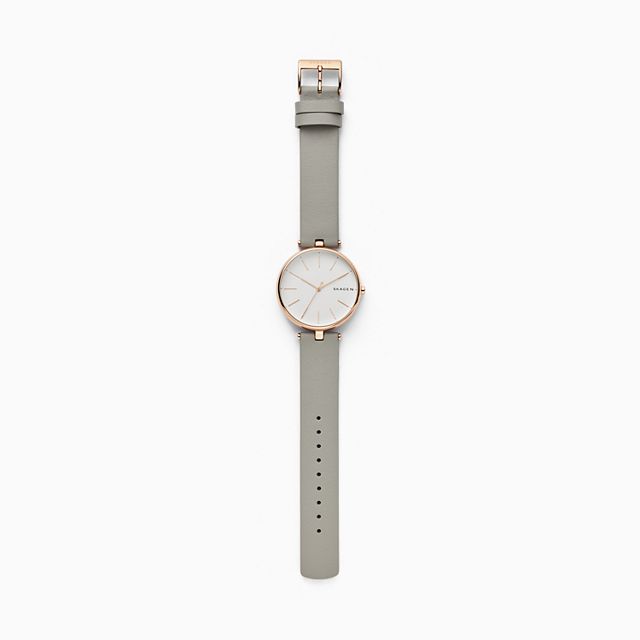 Skagen SKW2710 นาฬิกาผู้หญิง Signatur T-Bar Gray Leather Women's Watch