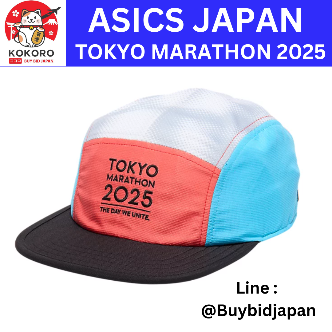 [PRE-ORDER] Asics Japan หมวก โตเกียวมาราธอน 2025 Tokyo Marathon 5 Panel Cap "THE DAY WE UNITE" สี Coral Reef/Aquarium นำเข้าจากญี่ปุ่น
