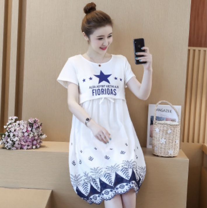 ชุดคลุมท้องเปิดให้นม ผ้านิ่ม เปิดให้นมสะดวก มีเชือกผูกปรับขนาดครรภ์ M L XL XXL