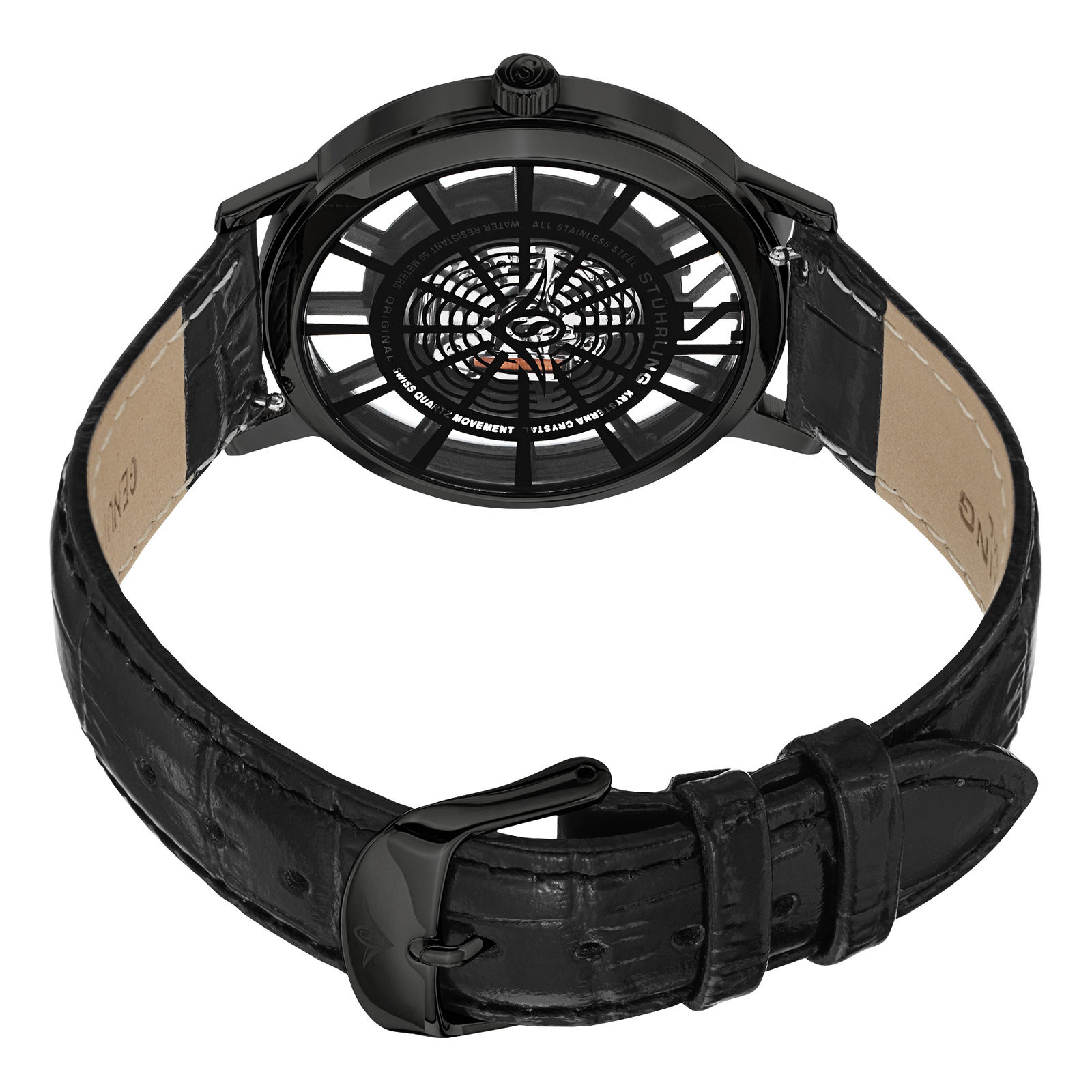 Stuhrling Original 388S.33551 นาฬิกาผู้ชาย Stuhrling Original รุ่น 388S.33551, Winchester Del Sol Swiss Quartz Black Dial Men's Watch