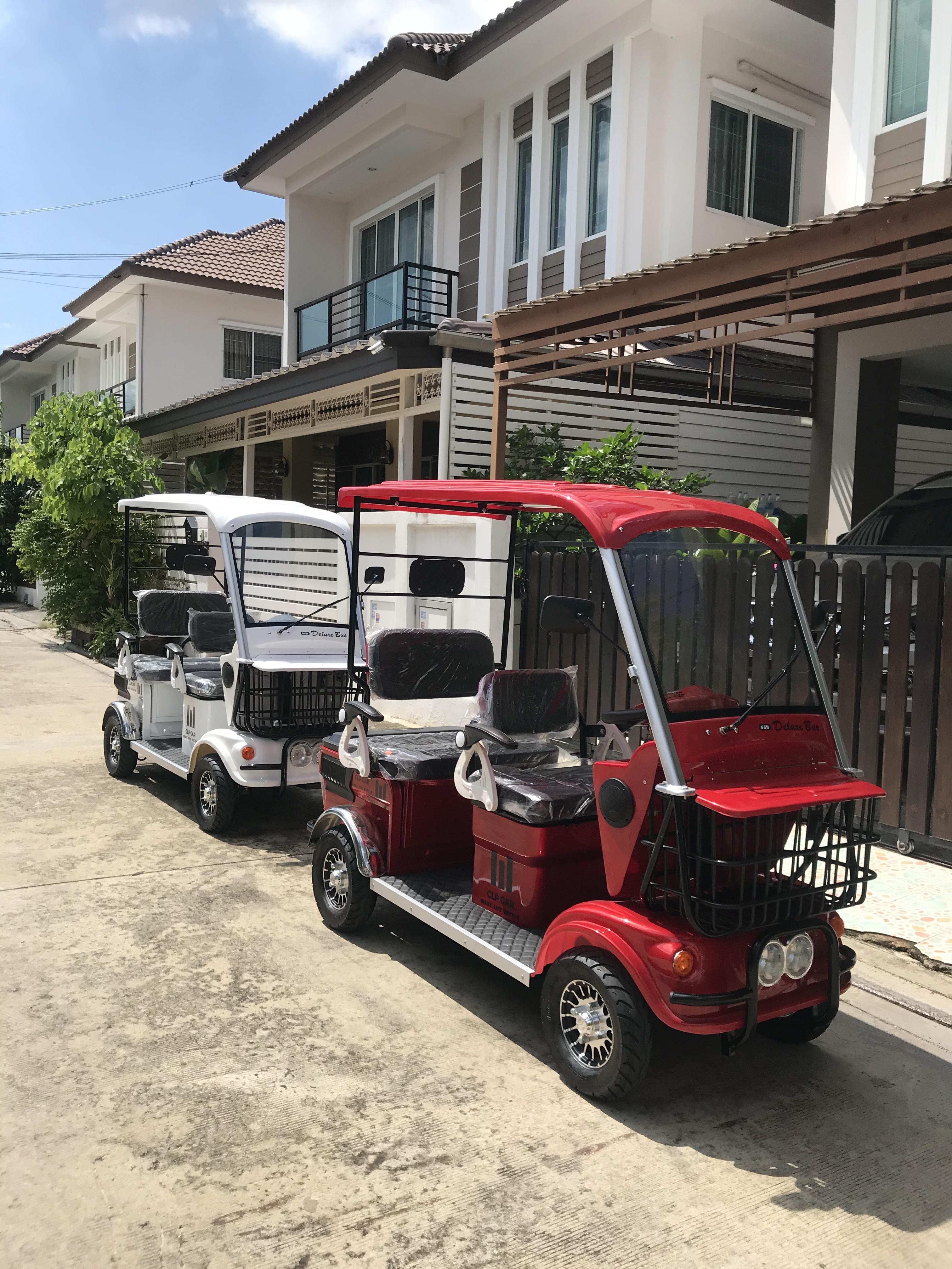 รถไฟฟ้า 4 ล้อ 3 ที่นั่ง รุ่น M-01 ยี่ห้อ CLP CAR สีขาว ขับแฮนด์บิด