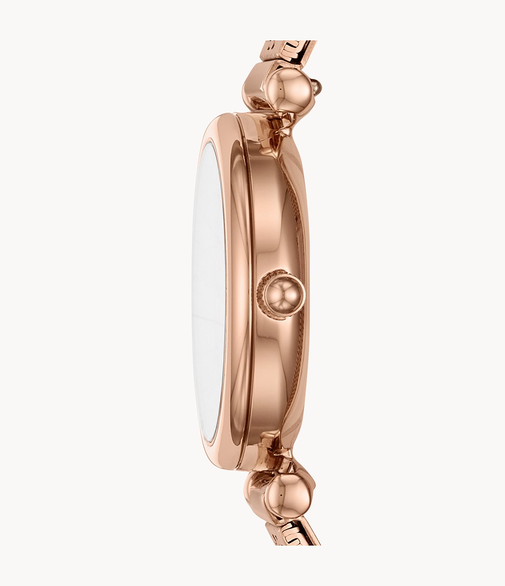 Fossil ES4697 นาฬิกาผู้หญิง Carlie Mini Three-Hand Rose-Gold-Tone Stainless Women's Watch