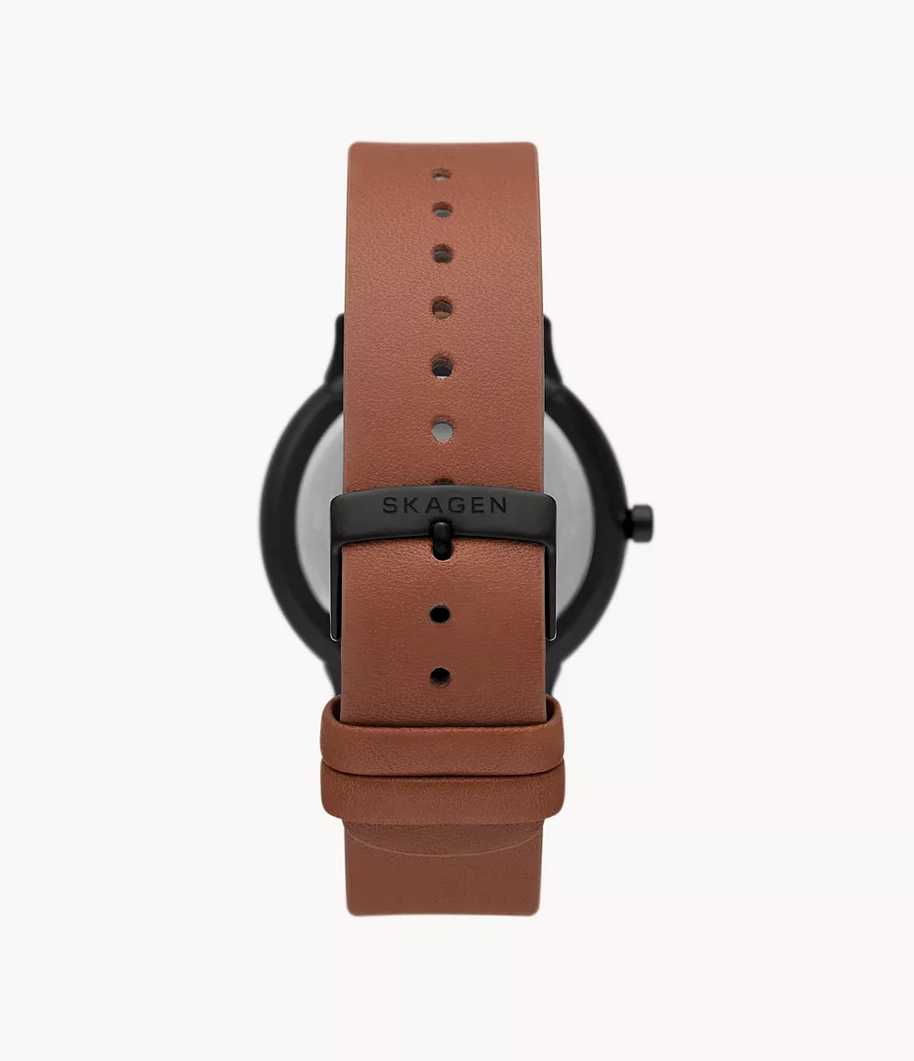 Skagen SKW6883 นาฬิกาผู้ชาย Riis Three-Hand Medium Brown Leather Men's Watch