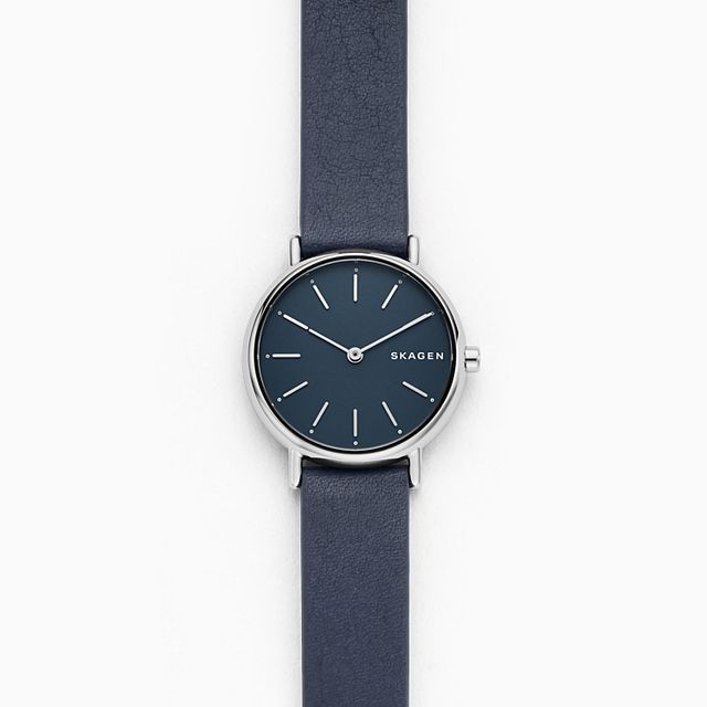 Skagen SKW2728 นาฬิกาผู้หญิง Skagen รุ่น SKW2728, Signatur Slim Blue Leather Women's Watch