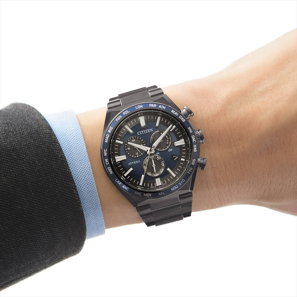 Citizen CB5967-66L นาฬิกาผู้ชาย Attesa Atomic Timekeeping / Super Titanium™ Eco-Drive Men's Watch