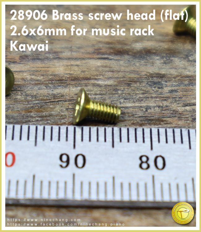 28906 Brass screw head 2.6x6mm (flat) for music rack Kawai