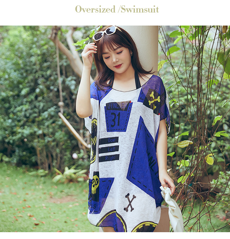 ชุดว่ายน้ำคนอ้วน 5xl พร้อมส่ง :ชุดว่ายน้ำไซส์ใหญ่ชุดเที่ยวทะเลสีน้ำเงินแต่งลายกราฟฟิก set 3ชิ้นมี บราผูกคอ กางเกงขาสั้นและเสื้อคลุมแบบเก๋น่ารักมากๆจ้า :ขนาด รอบอก 38 - 46 นิ้ว เอว 34 - 44 นิ้ว สะโพก 38 - 50 นิ้ว เสื้อคลุมรอบอกกว้าง 52 นิ้ว