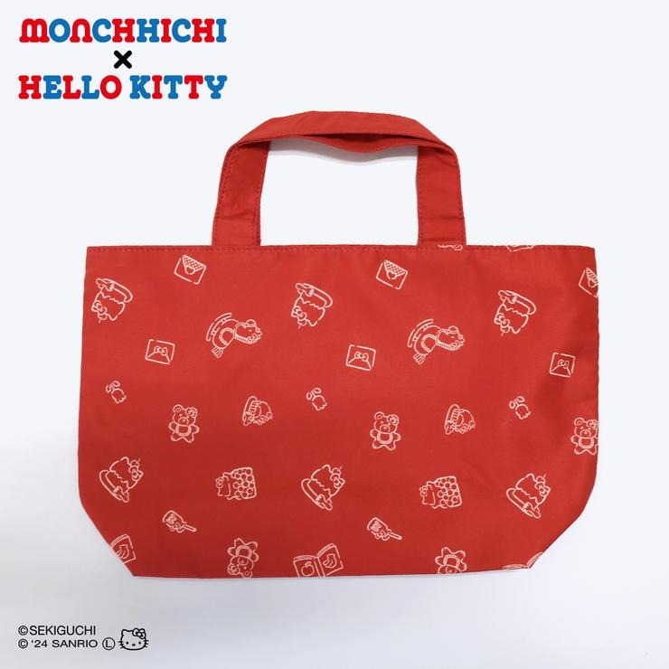 [PRE-ORDER] Monchhichi x Hello Kitty Mini Tote Bag กระเป๋ามินิ ม่อนชิชิ x คิตตี้ ครบรอบ 50 ปี สี Wine Red 101 レディース ミニトートバッグ（サンリオキャラクターズ×モンチッチ）