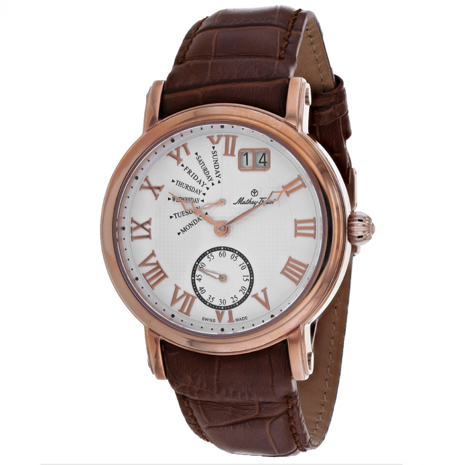 Mathey-Tissot H7020PI นาฬิกาผู้ชาย Retrograde White Dial Quartz Men's Watch