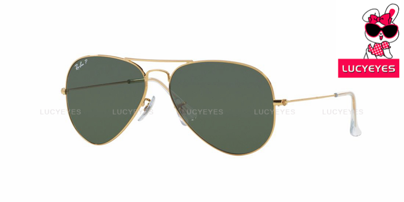RAYBAN RB3025 001/58 ORIGINAL AVIATOR Size 55,58,62 กรอบทอง เลนส์เขียว Polarized