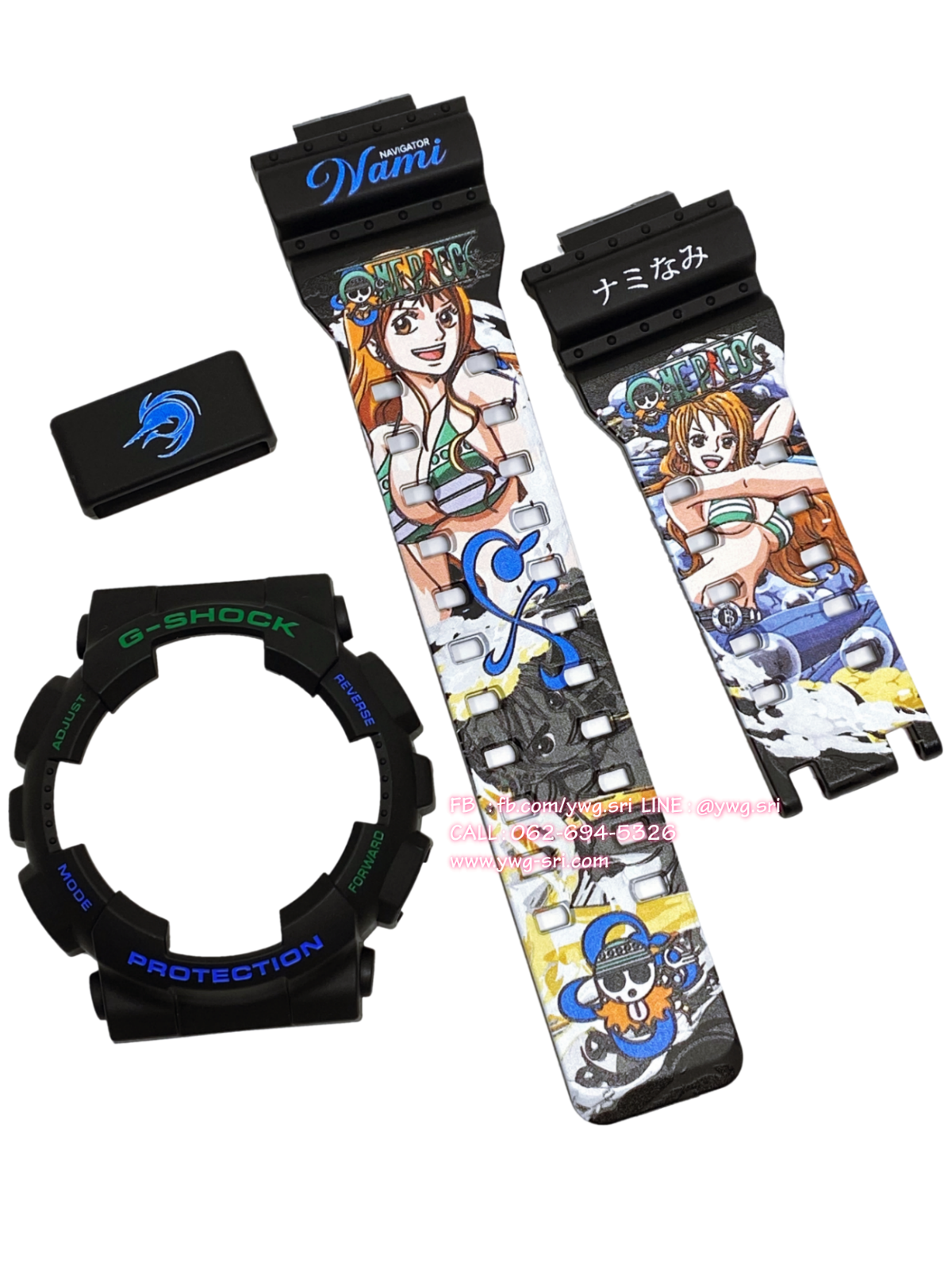 กรอบสาย G-SHOCK แท้ สีดำ สกรีนลาย one piece nami ใส่ได้กับรุ่น GA-100 ,GA-110 ,GA-120 ,GA-140 ,GAX-100 ,GD-100 ,GD-120