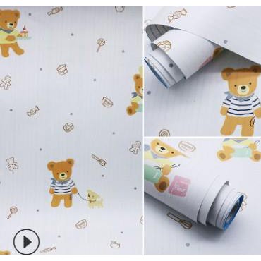 วอลเปเปอร์ติดผนัง ลายการ์ตูน มีกาวในตัว ติดได้ด้วยตัวเอง ขนาด 45 ซม.ยาว 9.5-10 เมตร