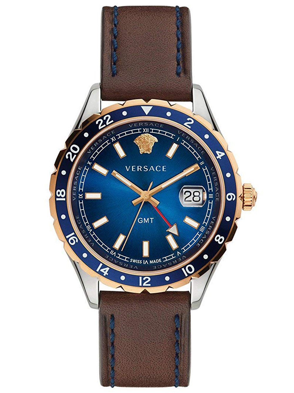 Versace V11080017 นาฬิกาผู้ชาย Hellenyium GMT Quartz Swiss Made Men's Watch