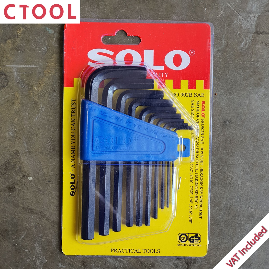 (สินค้าหมด)ชุดประแจหกเหลี่ยม 902B-10 10ตัวชุดแบบหุน Solo ของแท้ - Authentic Ten Pieces Hexagon Key Wrench Set - ซีทูล Ctool