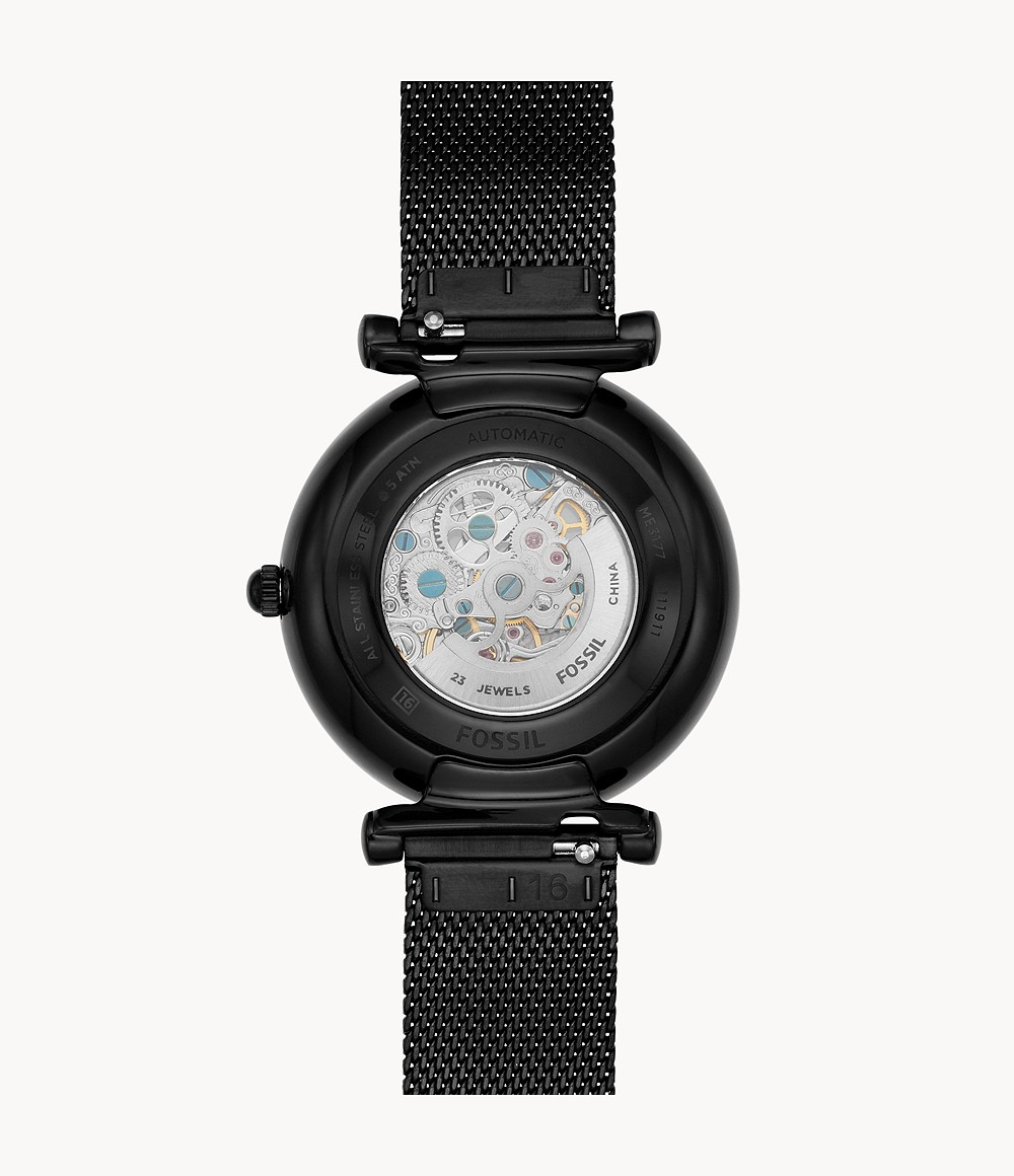 Fossil ME3177 นาฬิกาผู้หญิง Carlie Automatic Black Women's Watch