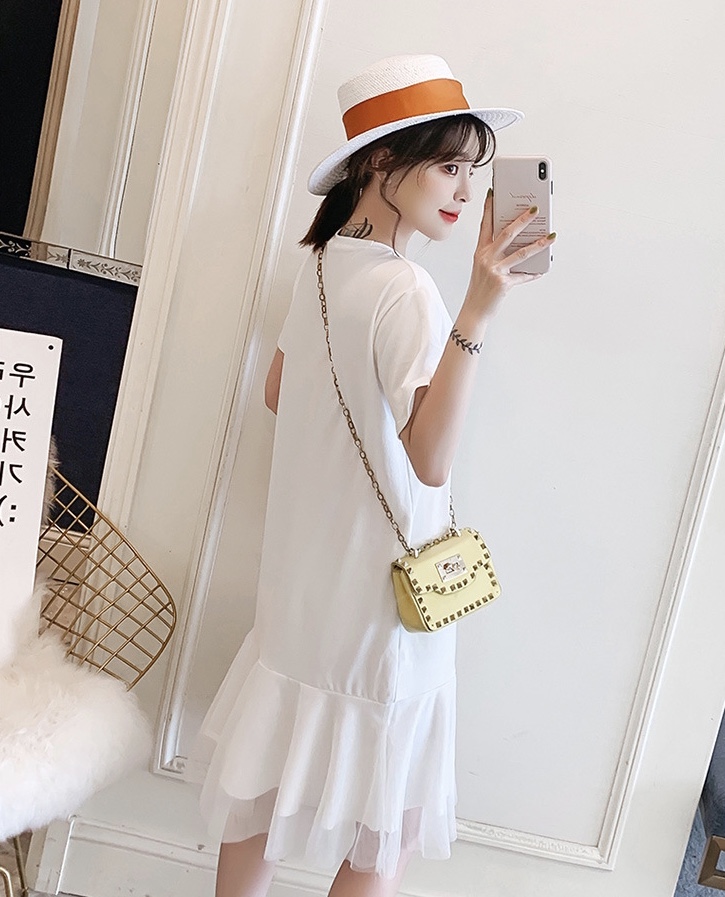 ชุดคลุมท้องแฟชั่นแขนสั้น ต่อระบายด้วยผ้าตาข่าย ลายน่ารัก ผ้านิ่มใส่สบายดีมากเลยค่ะ M L XL XXL