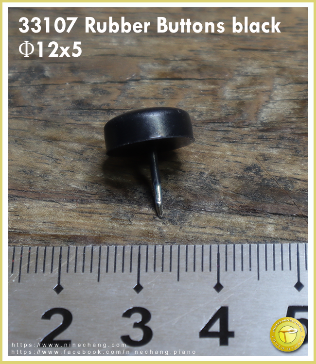 33107 Rubber Buttons black Φ12x5