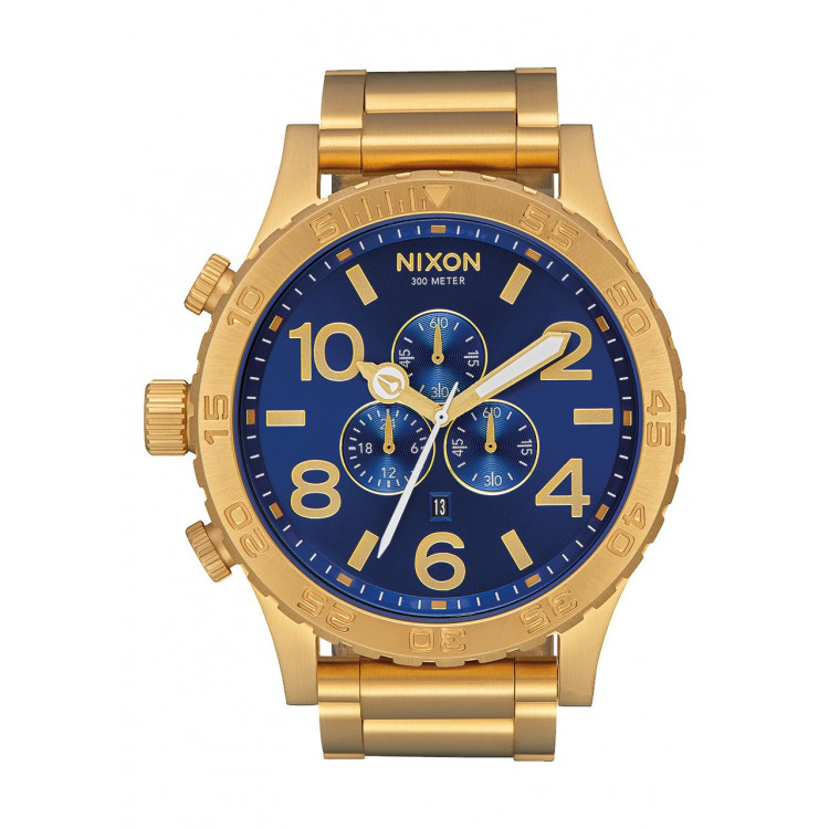 Nixon A083-2735-00 นาฬิกาผู้ชาย 51-30 Chrono All Gold Blue Sunray Quartz Men's Watch