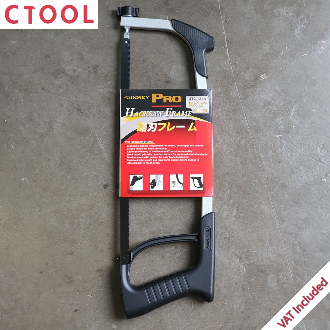 (สินค้าหมด)เลื่อยตัดเหล็กดำเทา พร้อมใบเลื่อย STC-123B Sunkey ของแท้ - Authentic Pro Fixed Hacksaw Frame - ซีทูล Ctoolhardware