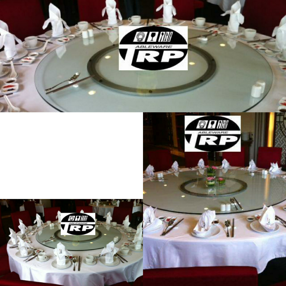 กระจกหมุนโต๊ะจีน เลซีซูซัน Lazy Susan Turntable 懒惰的苏珊 旋转玻璃餐桌 中式旋转玻璃桌套装 กระจกกลมใสขนาด 60 cm.หนา 10 mm. (สำหรับโต๊ะกลม 120 ซม.) Trp.Tablewarethai / ทีอาร์พี.เทเบิ้ลแวร์ไทย