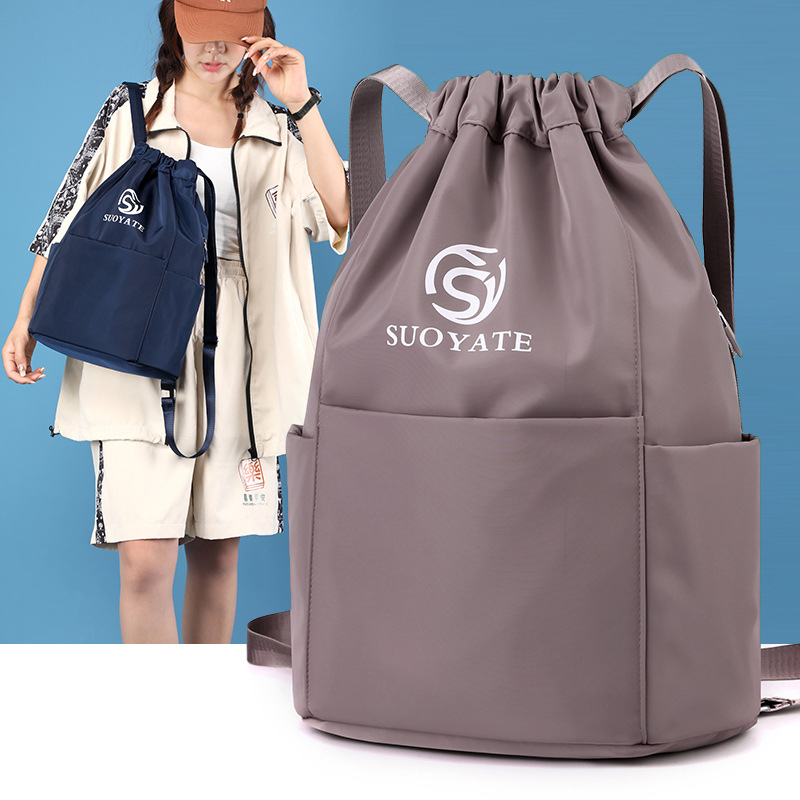 กระเป๋าเป้สะพายหลังหูรูด กันน้ำ กระเป๋ากีฬาออกกำลังกายน้ำหนักเบาสำหรับผู้ชายและผู้หญิง