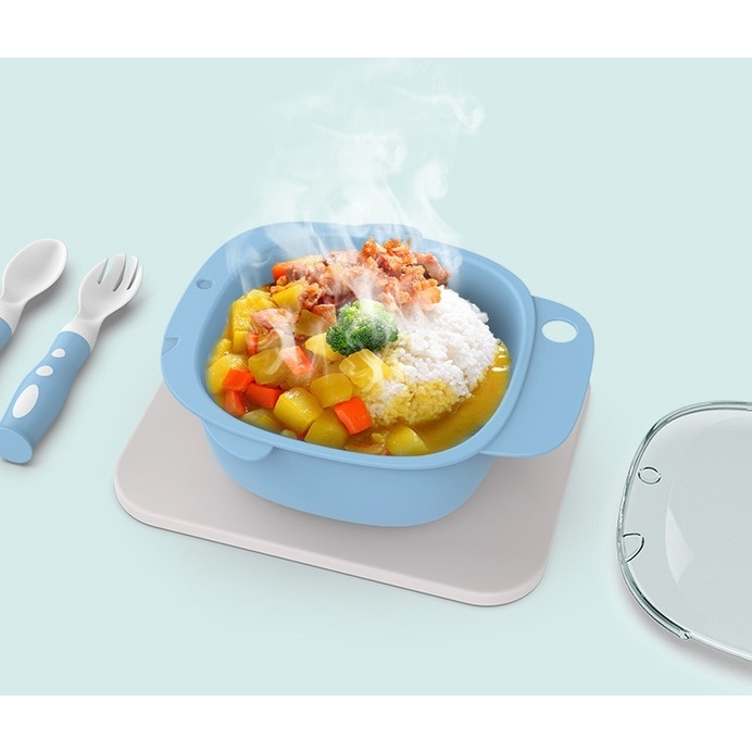 ชามอาหารเด็กพร้อมฝาปิด ลายปลา ชามมีฝาปิด ชามข้าวเด็ก