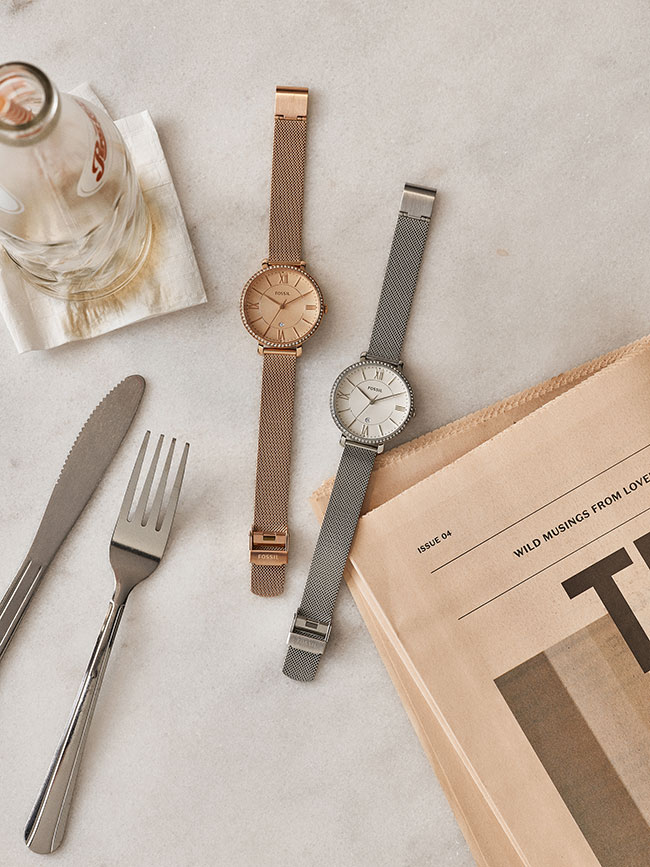 Fossil ES4627 นาฬิกาผู้หญิง Jacqueline Three-Hand Date Stainless Quartz Women's Watch