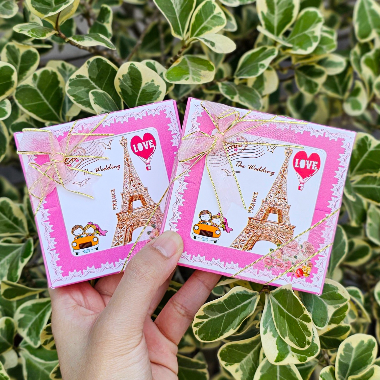 ของชำร่วย กล่องกระดาษโน๊ต พับตั้งโต๊ะได้ | แพ็กคาดริบบิ้น พร้อมสติ๊กเกอร์