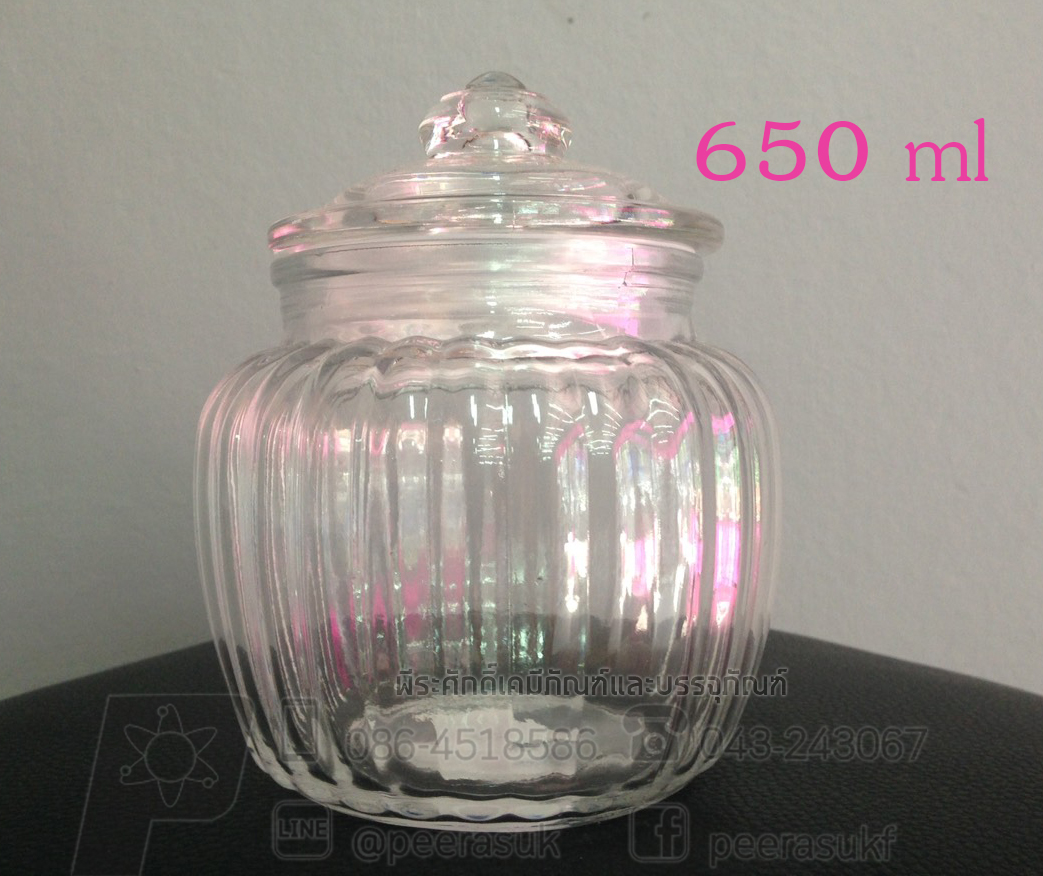 โหลแก้วกลมลายริ้ว 650 ml. 217-3 @ การบรรจุ : 1 ใบ / หีบละ 36 ใบ
