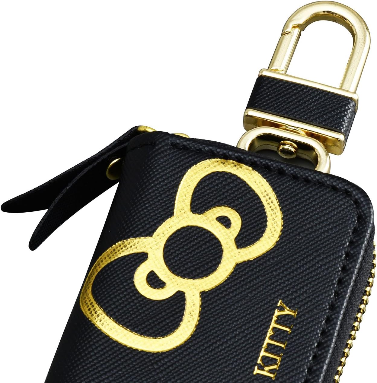 [PRE-ORDER] ซองหนัง ใส่กุญแจ รีโมทรถยนต์ กระเป๋าใส่กุญแจรถ คิตตี้ สีดำ ลายทอง Hello Kitty Car Key Case