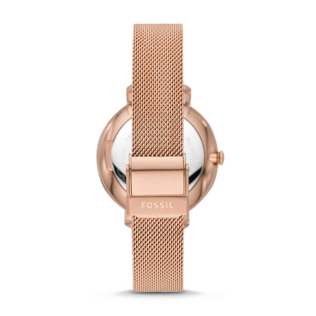 Fossil ES4628 นาฬิกาผู้หญิง Jacqueline Three-Hand Date Rose Gold-Tone Quartz Women's Watch