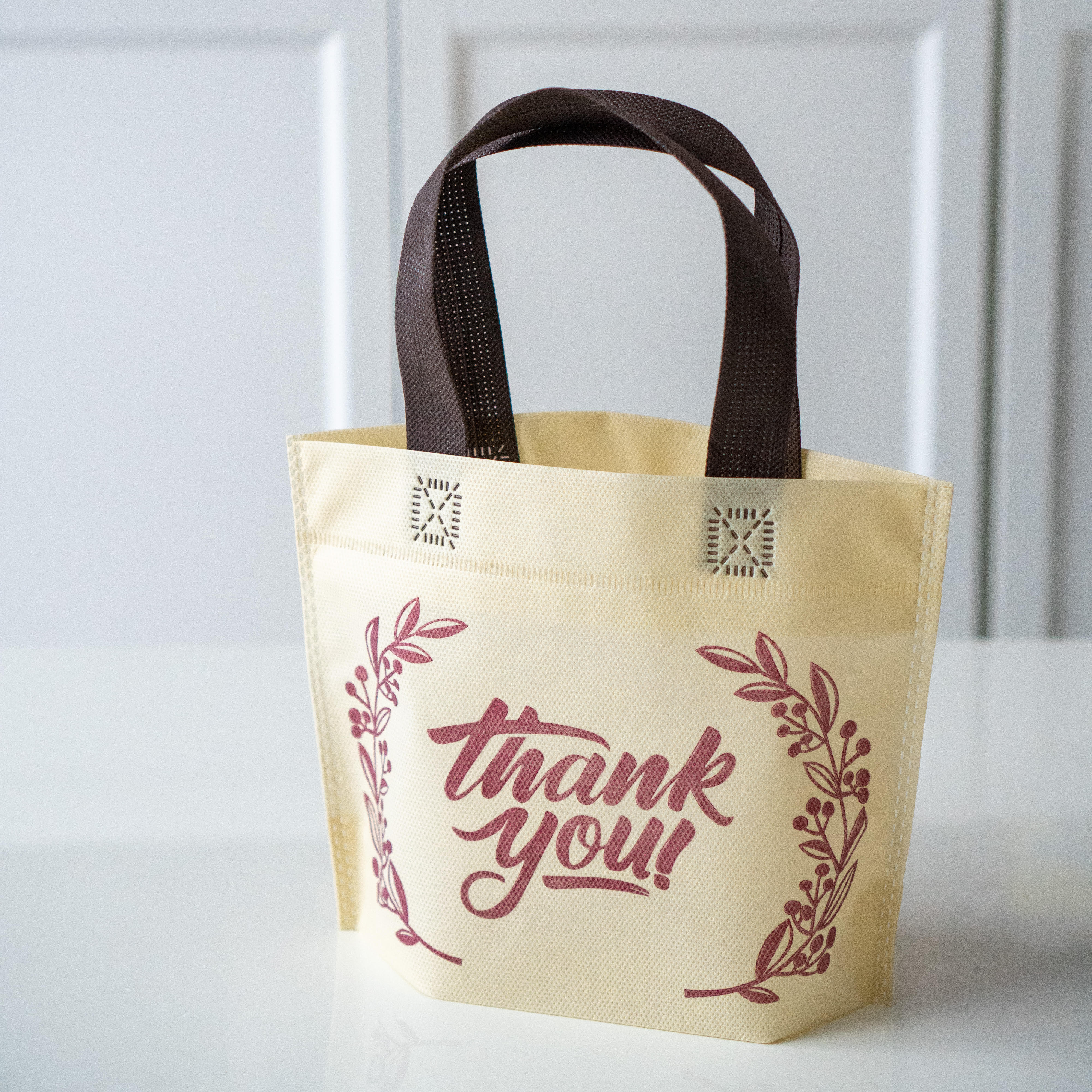 ถุงผ้าใส่ผลไม้ ใส่ขนม โลโก้ Thank You พร้อมส่ง (50ใบ/แพ็ค)